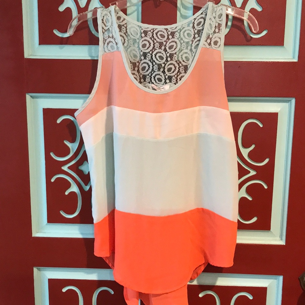 Women’s Edge High Low Lacey Color Block Tank Top Size L